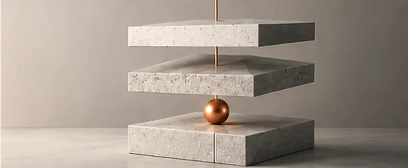سه سطح سنگی با نشانه مسی در عمق میانی